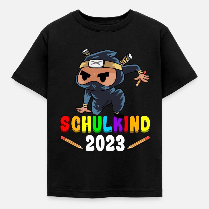 Schulkind 2023 Ninja - Kinder T-Shirt - Schwarz
