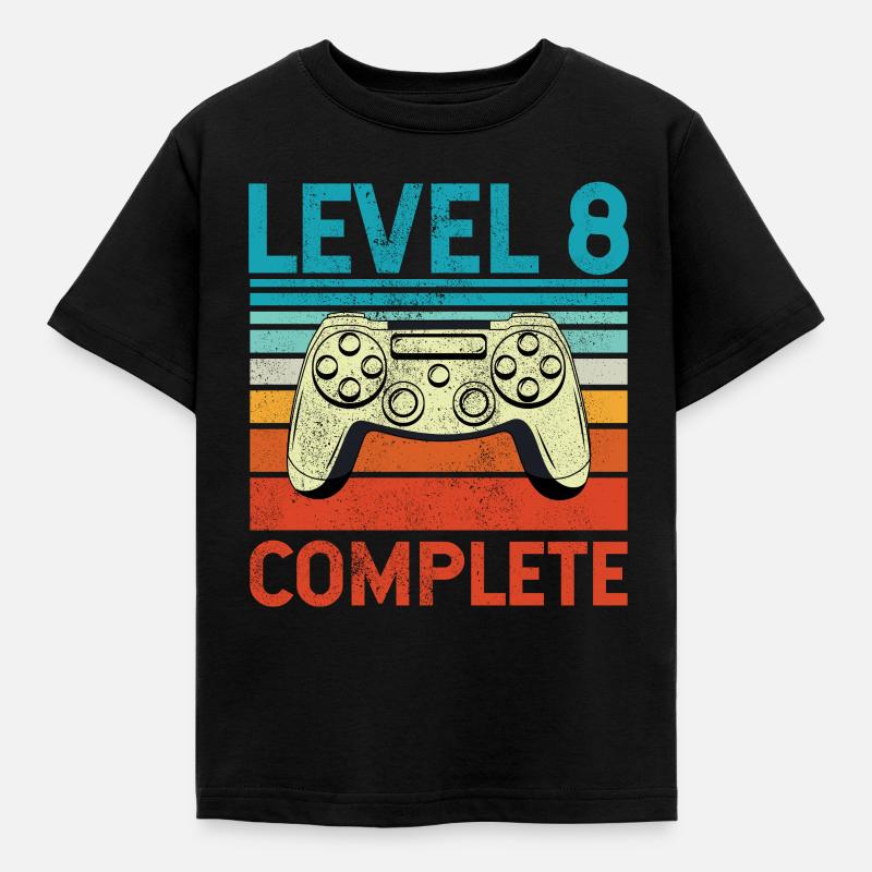 Level 8 Complete - Kids' T-Shirt - black