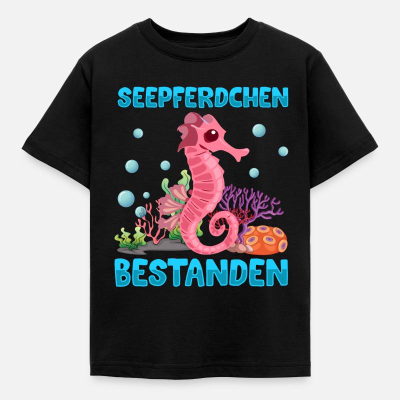 Seepferdchen bestanden - Kinder T-Shirt - Schwarz