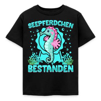 Seepferdchen bestanden - Kinder T-Shirt - Schwarz - Vorne - AI Model Kid Female (0cm)