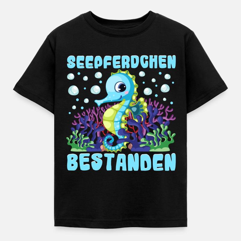 Seepferdchen bestanden - Kinder T-Shirt - Schwarz