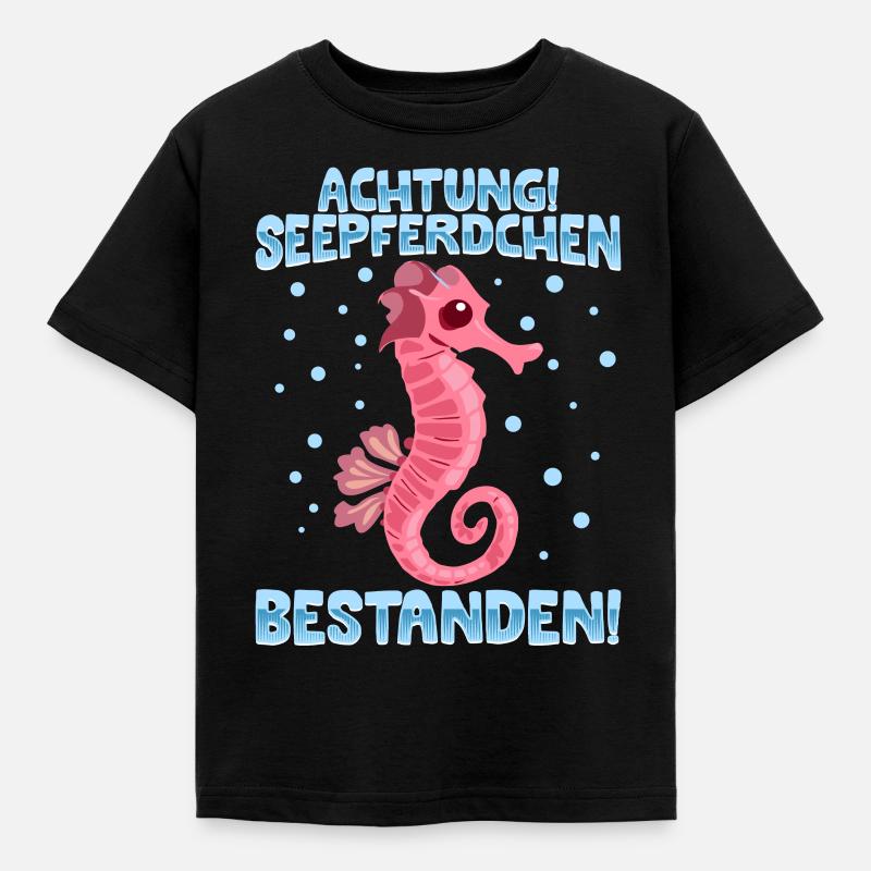 Seepferdchen bestanden - Kinder T-Shirt - Schwarz