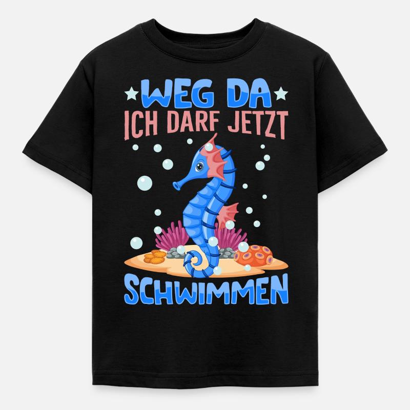 Seepferdchen bestanden - Kinder T-Shirt - Schwarz