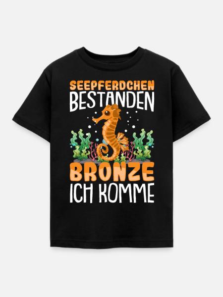 Seepferdchen bestanden - Kinder T-Shirt - Schwarz