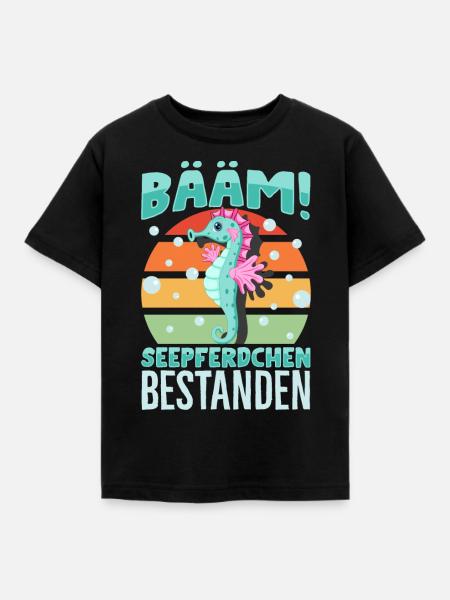 Seepferdchen bestanden - Kinder T-Shirt - Schwarz