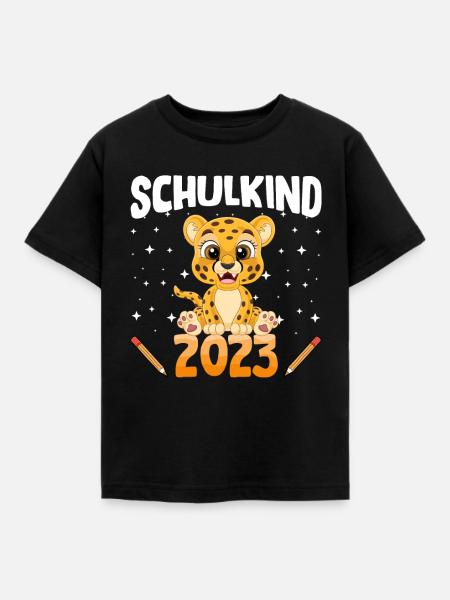 Leopard Schulkind 2023 - Kinder T-Shirt - Schwarz