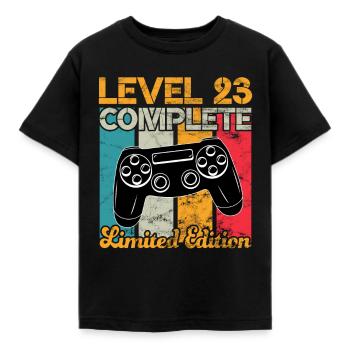 Level 23 complete Gaming Geburtstag - Kinder T-Shirt - Schwarz - Vorne - AI Model Kid Female (0cm)