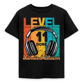 Gaming Geburtstag 11 Jahre Level 11 Complete - Kinder T-Shirt - Schwarz - Vorne - AI Model Kid Female (0cm)