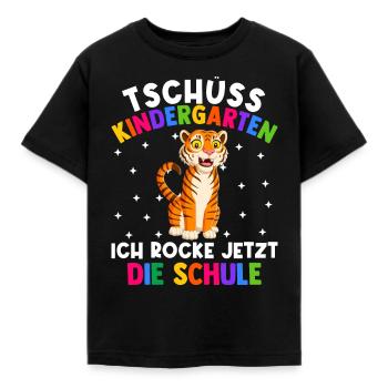 Bye Kindergarten Einschulung Schulkind Tiger - Kinder T-Shirt - Schwarz - Vorne - AI Model Kid Female (0cm)