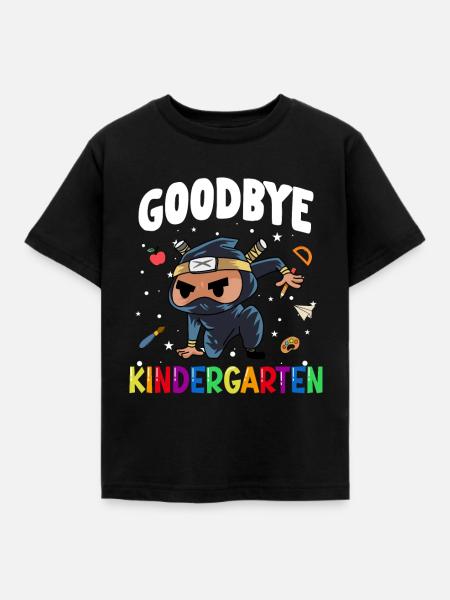 Goodbye Kindergarten Ninja Einschulung Schule - Kinder T-Shirt - Schwarz