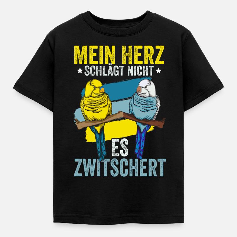 Wellensittich Vogel - Kinder T-Shirt - Schwarz