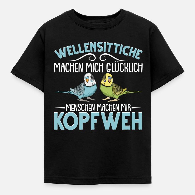 Wellensittich Vogel - Kinder T-Shirt - Schwarz