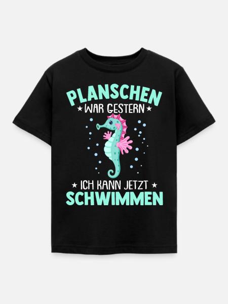 Seepferdchen Abzeichen Seepferdchen bestanden - Kinder T-Shirt - Schwarz