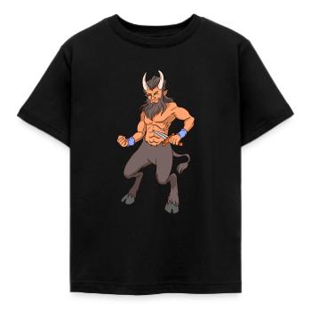 Mi-Homme - Moitié Chèvre - Satyre - T-shirt Enfant - noir - Devant - AI Model Kid Female (0cm)