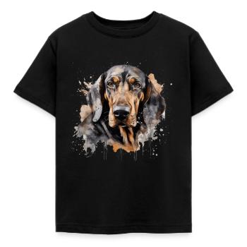 Black and Tan Coonhound - Kids' T-Shirt - black - Front - AI Model Kid Female (0cm)