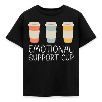 Emotional Support Cup - Kids' T-Shirt - black - Front - AI Model Kid Female (0cm)