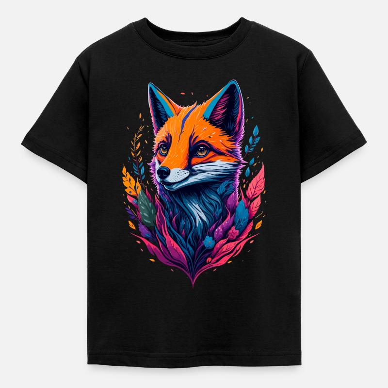 abstract fox - Kids' T-Shirt - black