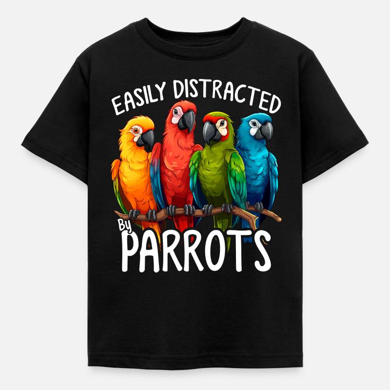 Easily Distracted By Funny Parrot Quaker Parrot - Kids' T-Shirt - black