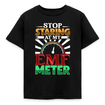 Starr nicht auf mein EMF Meter - Geisterjäger - Kinder T-Shirt - Schwarz - Vorne - AI Model Kid Female (0cm)