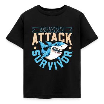 J’ai survécu à une attaque de requin - morsure de requin - T-shirt Enfant - noir - Devant - AI Model Kid Female (0cm)