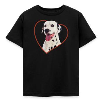 Dalmatiner Herz Hundeliebe - Kinder T-Shirt - Schwarz - Vorne - AI Model Kid Female (0cm)
