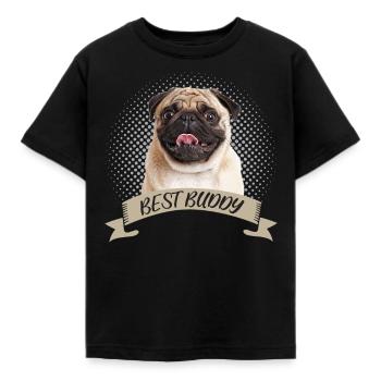 Mops Herz Hundeliebe - Kinder T-Shirt - Schwarz - Vorne - AI Model Kid Female (0cm)