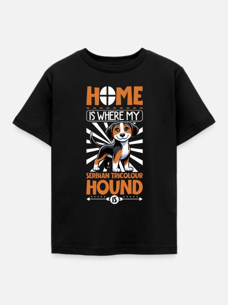 Zuhause - Dreifarbiger Serbischer Laufhund - Kinder T-Shirt - Schwarz