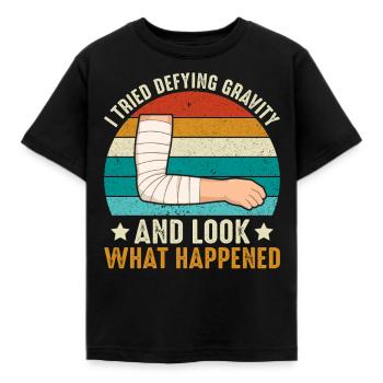 Gravity Broken Bone Slip and Fall Accident Injury - Kids' T-Shirt - black - Front - AI Model Kid Female (0cm)