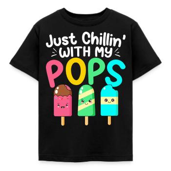 Chillin With My Pops Collations d’été amusantes pour sucettes glacées - T-shirt Enfant - noir - Devant - AI Model Kid Female (0cm)