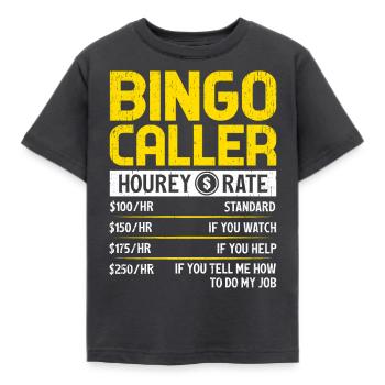 Bingo Caller Taux horaire Drôle Jeu de loterie Bingo - T-shirt Enfant - charbon - Devant - AI Model Kid Female (0cm)