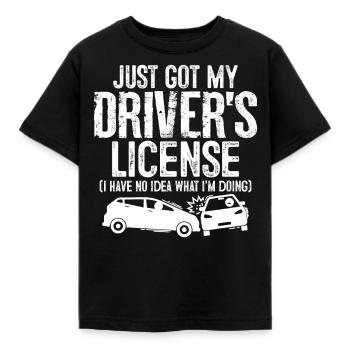 Ich habe gerade meinen Führerschein bekommen Lustiger Führerscheinfahrer - Kinder T-Shirt - Schwarz - Vorne - AI Model Kid Female (0cm)