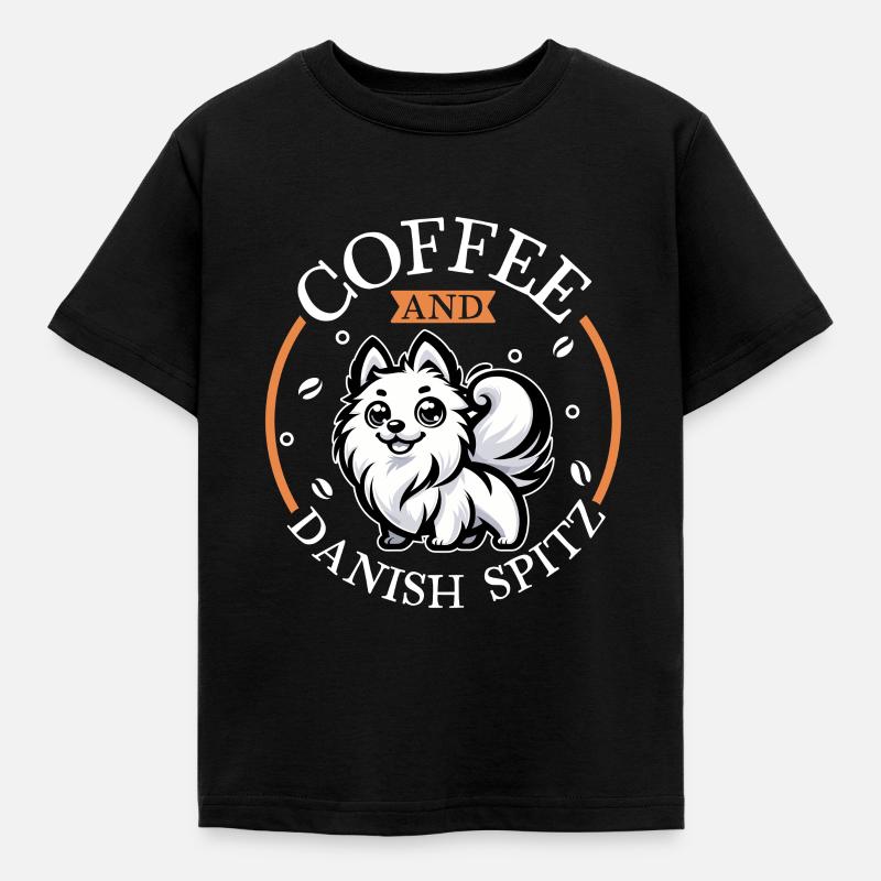 Café et Spitz danois - T-shirt Enfant - noir
