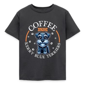 Kaffee und Kerry Blue Terrier - Kinder T-Shirt - Dunkelgrau - Vorne - AI Model Kid Female (0cm)