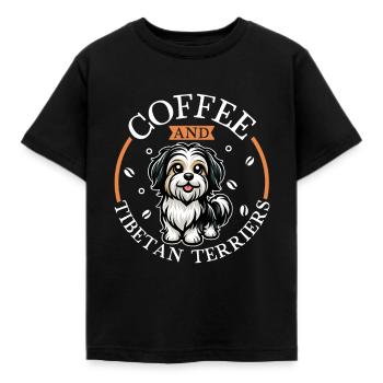 Café et terrier tibétain - T-shirt Enfant - noir - Devant - AI Model Kid Female (0cm)