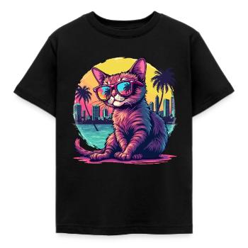 Cat for Cat Owners, Colorful Cat - Kids' T-Shirt - black - Front - AI Model Kid Female (0cm)