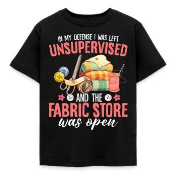 In My Defense I Was Left Unsupervised Funny - Kids' T-Shirt - black - Front - AI Model Kid Female (0cm)