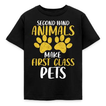 Second Hand Animals Pet Adoption Foster Shelter - Kids' T-Shirt - black - Front - AI Model Kid Female (0cm)
