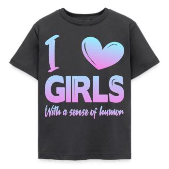 J’aime les filles - T-shirt Enfant - charbon - Devant - AI Model Kid Female (0cm)