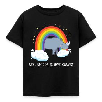 Les vraies licornes ont des courbes - T-shirt Enfant - noir - Devant - AI Model Kid Female (0cm)