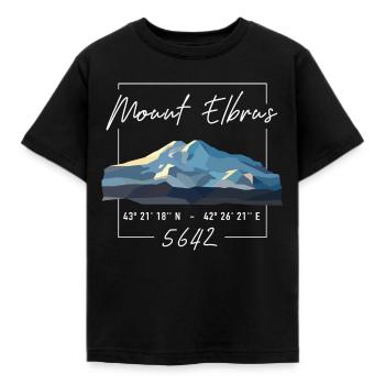 Mount Elbrus 5642 highest mountain Russia Caucasus - Kids' T-Shirt - black - Front - AI Model Kid Female (0cm)