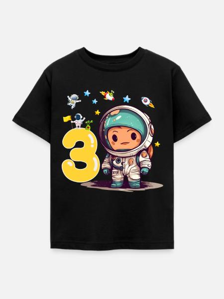 Little Astronaut 3rd Birthday - Kids' T-Shirt - black