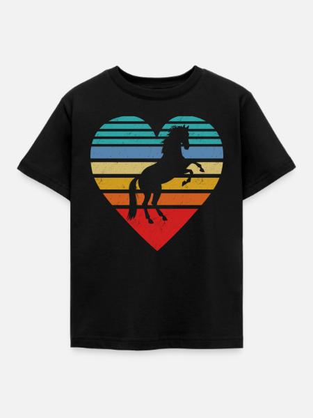 Pferde - Kinder T-Shirt - Schwarz