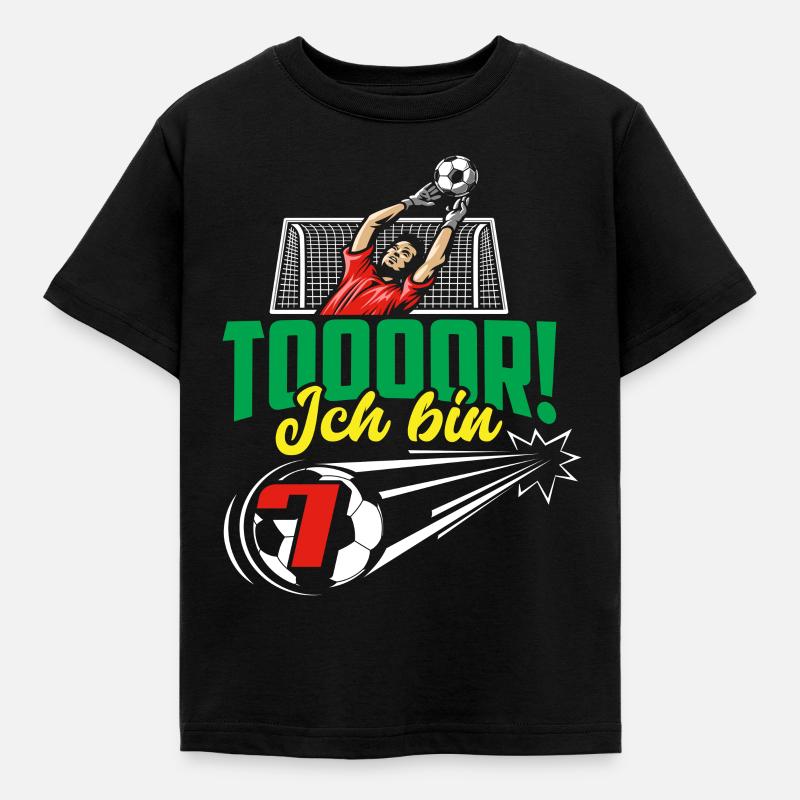 Fußball 7. Geburtstag Jungen Geschenk - Kinder T-Shirt - Schwarz