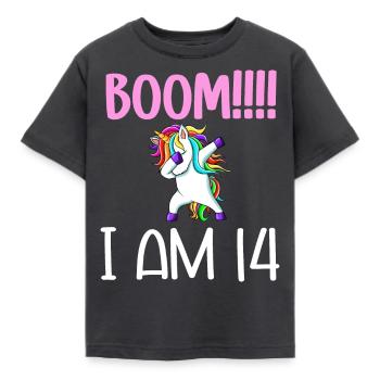 Dabbing birthday unicorn for kid 14 years old girl - T-shirt Enfant - charbon - Devant - AI Model Kid Female (0cm)