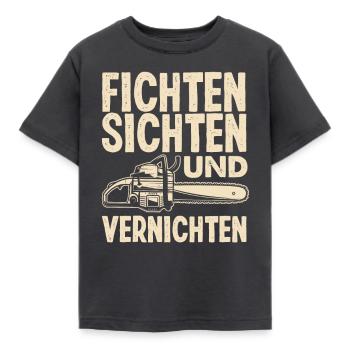 Kettensäge Fichten Sichten und Vernichten - Kinder T-Shirt - Dunkelgrau - Vorne - AI Model Kid Female (0cm)