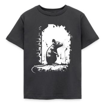 Rat Stencil Art White and Black - Kids' T-Shirt - dark grey - Front - AI Model Kid Female (0cm)