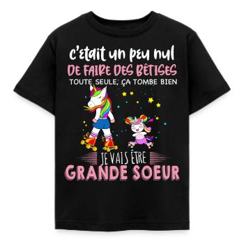 Future Grande Soeur Licornes Magique - T-shirt Enfant - noir - Devant - AI Model Kid Female (0cm)