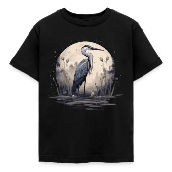 Héron cendré majestueux - T-shirt Enfant - noir - Devant - AI Model Kid Female (0cm)