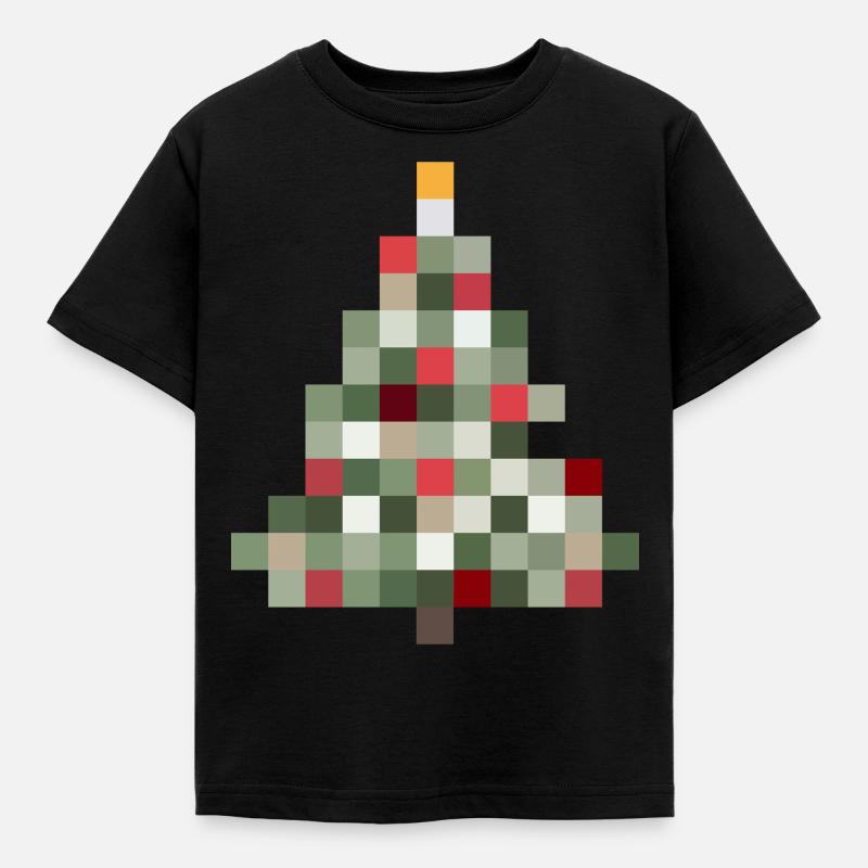 8-Bit Retro Tannenbaum Xmas - Kinder T-Shirt - Schwarz
