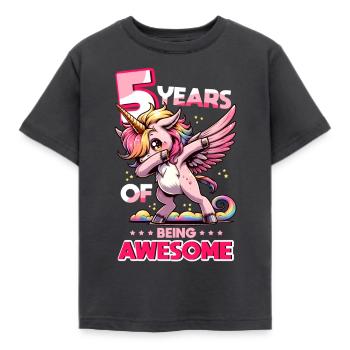 5 Years Unicorn Birthday - Kids' T-Shirt - dark grey - Front - AI Model Kid Female (0cm)